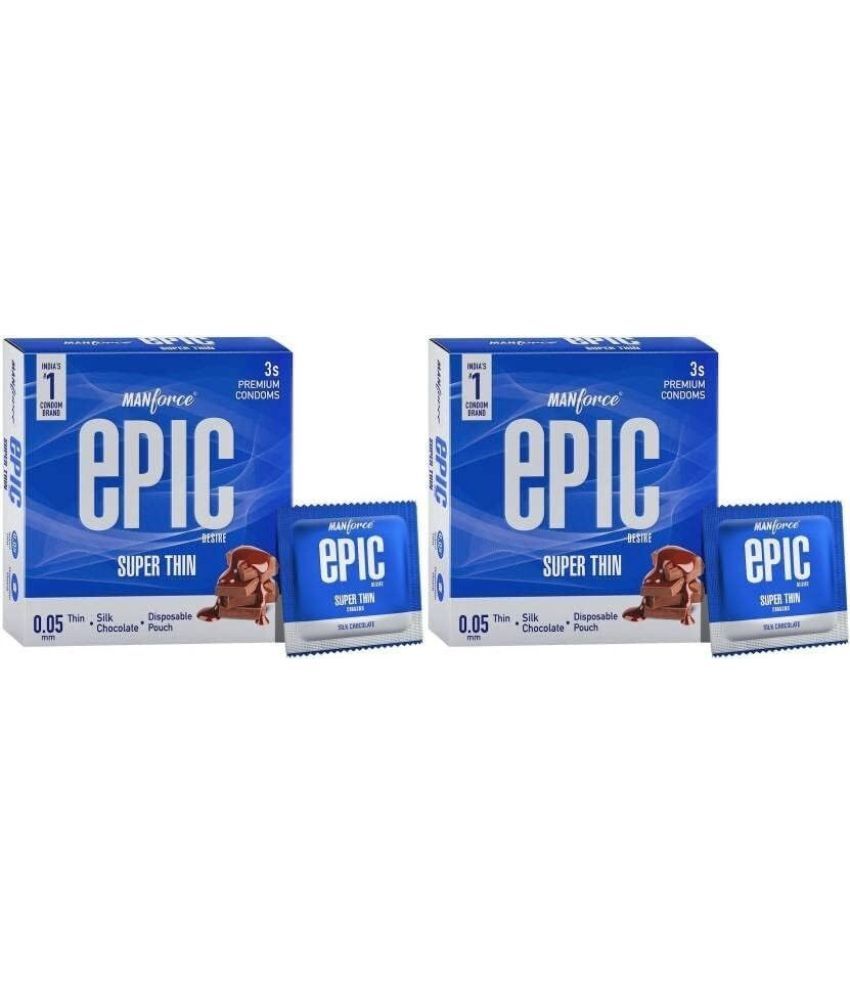     			MANFORCE Epic Desire Super Thin Premium Condoms for Men Silk Chocolate Flavour Condom (3 Sheets) x Pack of 2