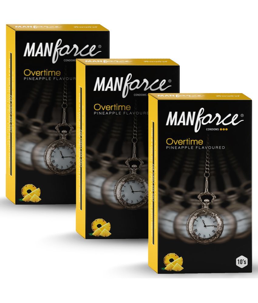     			MANFORCE Overtime Pineapple 3in1 (Ribbed Contour Dotted) Condoms - 10 Pieces x Pack of 3 Condom (Set of 3 30 Sheets)