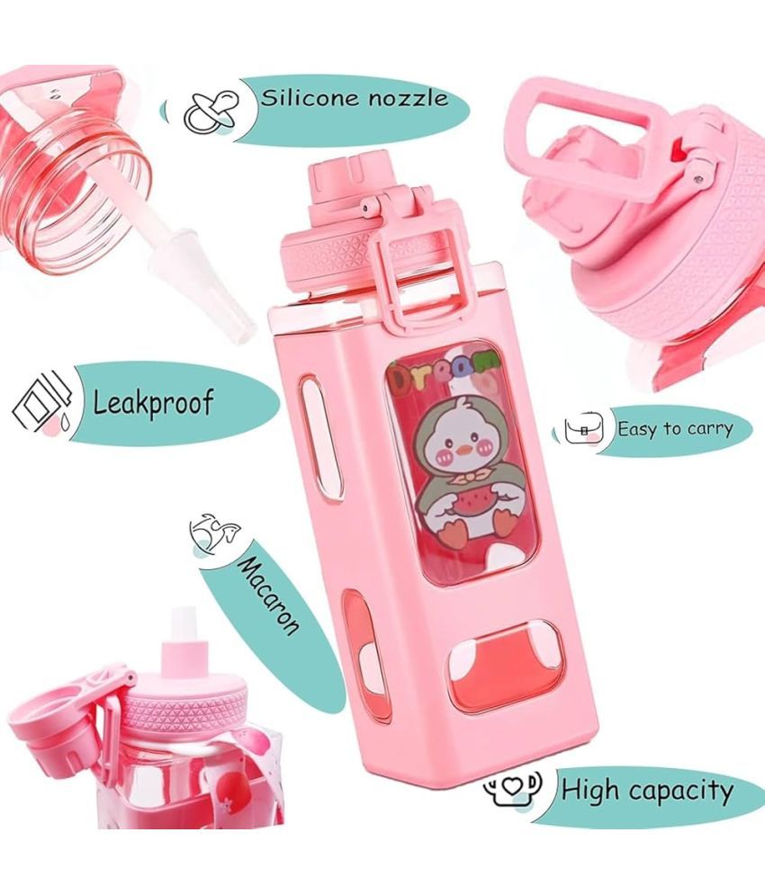     			Stysol Antic Square water bottle  Pink Plastic Water Bottle 1000 mL ( Set of 1 )