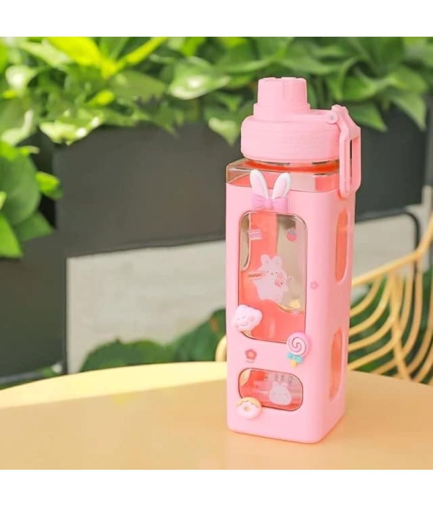     			Stysol Square bottle set of 1 Pink Plastic Sipper Water Bottle 1000 mL ( Set of 1 )