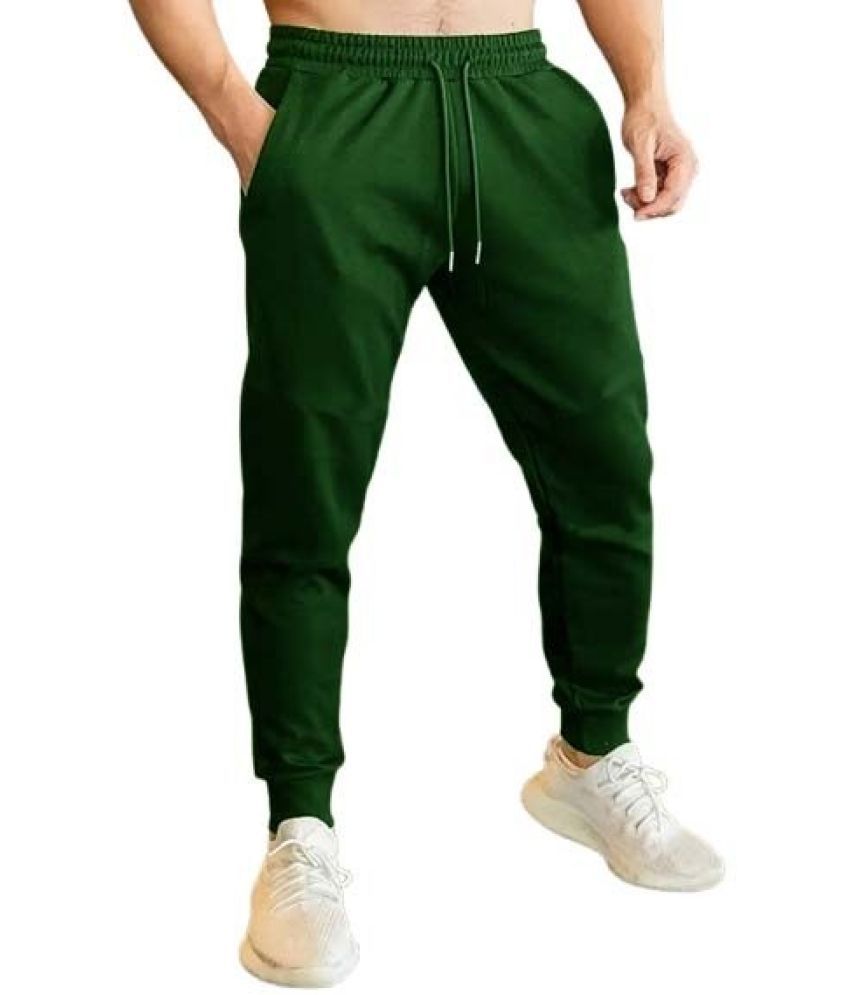     			THE PLANET COOL Green Lycra Men's Joggers ( Pack of 1 )