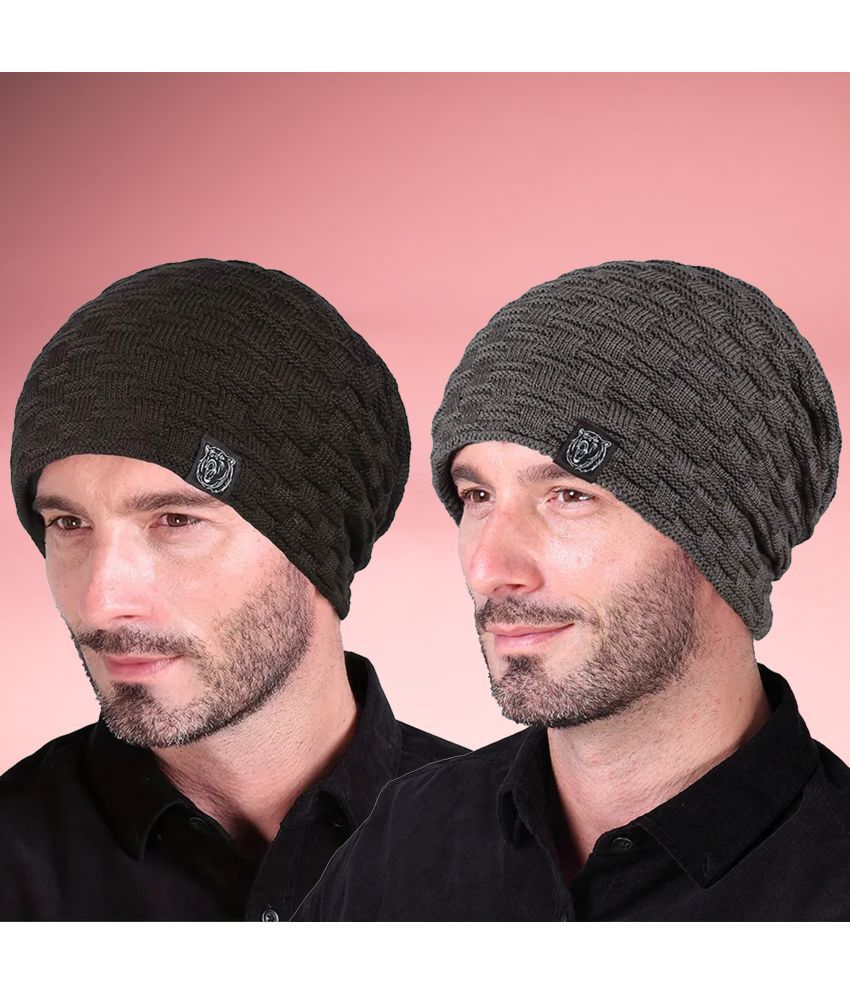     			Alamos Pack of 2 Woollen Men's Cap ( Black )