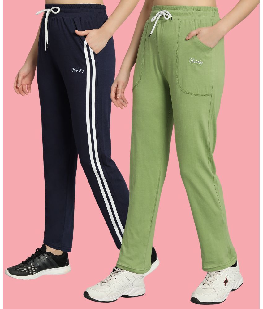     			Christy World Multicolor 4 Cotton Women's Running Trackpants ( Pack of 2 )