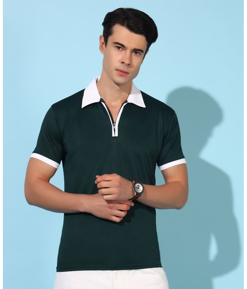     			Christy World Pack of 1 Polyester Regular Fit Solid Half Sleeves Men's Polo T Shirt ( Dark Green )