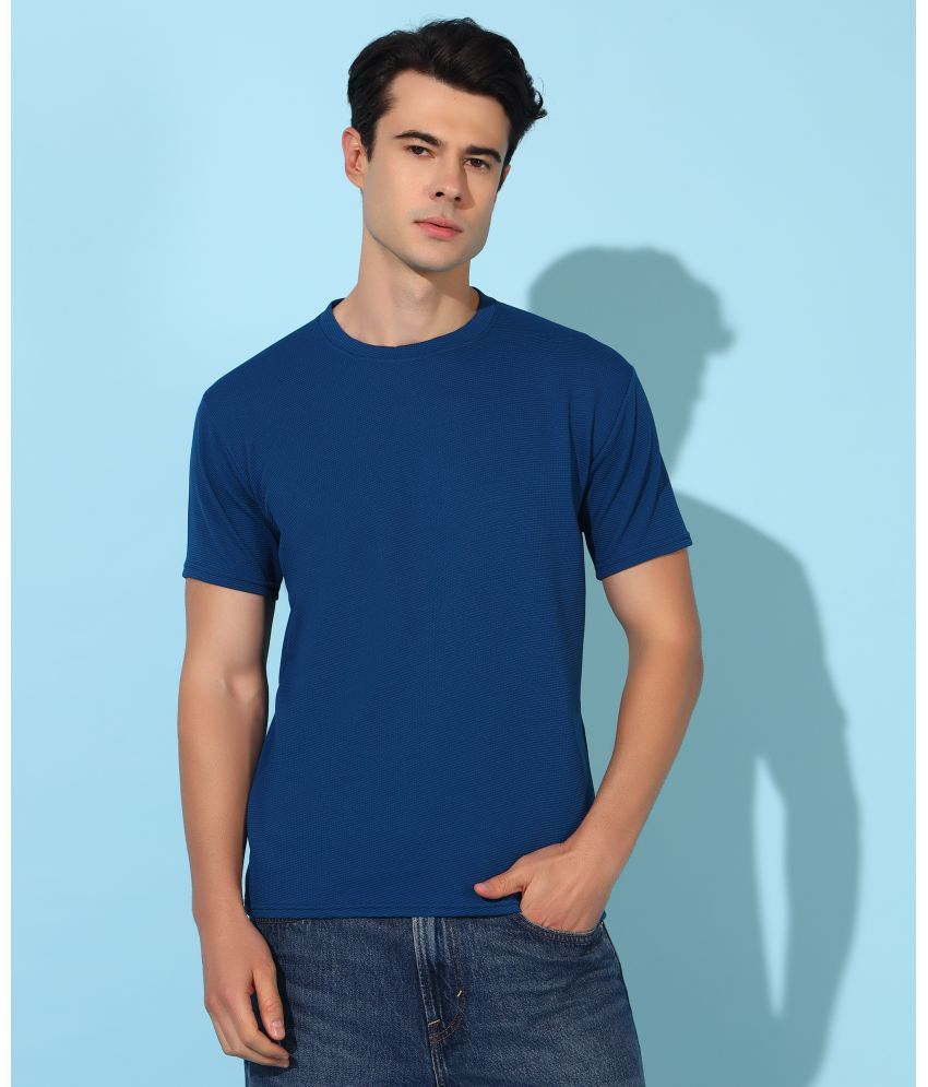     			Christy World Polyester Regular Fit Solid Half Sleeves Men's Round T-Shirt - Blue ( Pack of 1 )