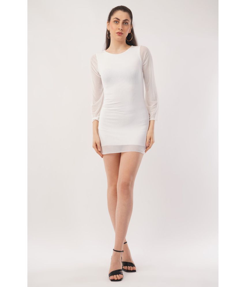     			Deshi Girl Net Solid Mini Women's Bodycon Dress - White ( Pack of 1 )