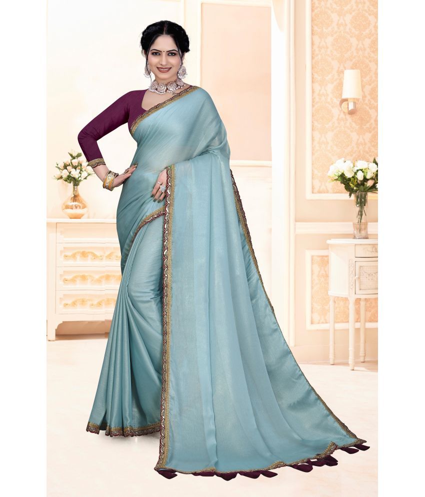     			Kalpana Creation Chiffon Solid Saree With Blouse Piece ( SkyBlue , Pack of 1 )