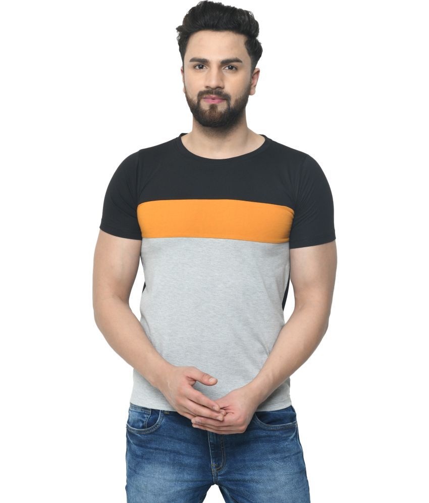     			Odoky Cotton Blend Regular Fit Colorblock Half Sleeves Men's Round T-Shirt - Multicolor ( Pack of 1 )