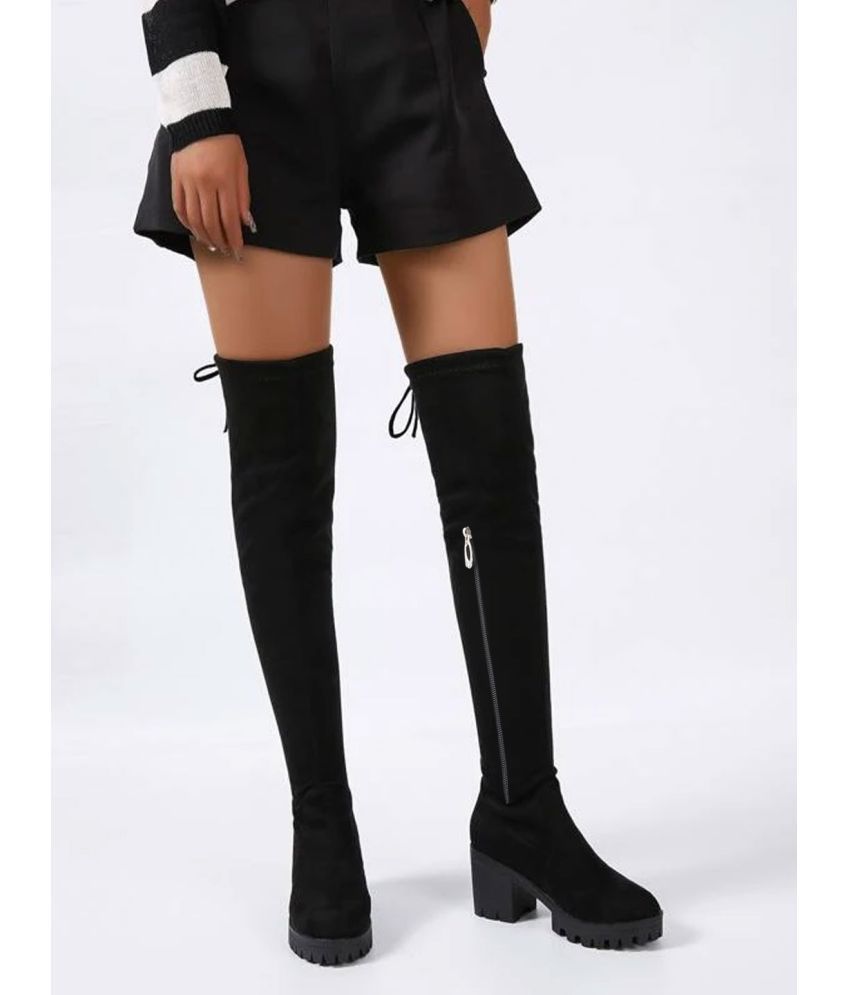     			Shoetopia Black Women's Knee Length Boots