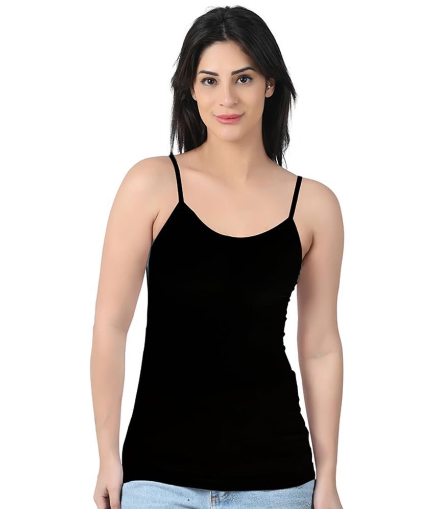     			Arc de Shapes Pack of 1 Camisole Cotton Camisoles ( Black )