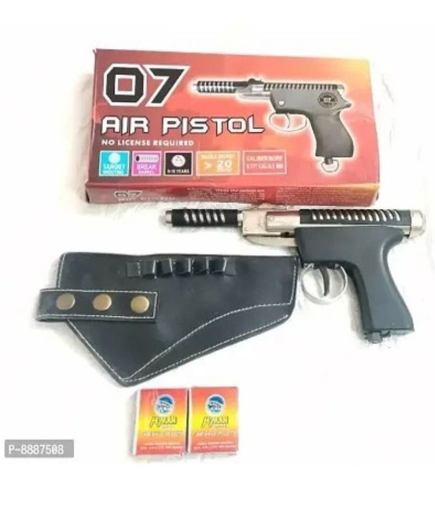     			Black Handel Air Pistol Metal Gun / Bandook With Free Cover And 400 Pellets / Bullets For Adults