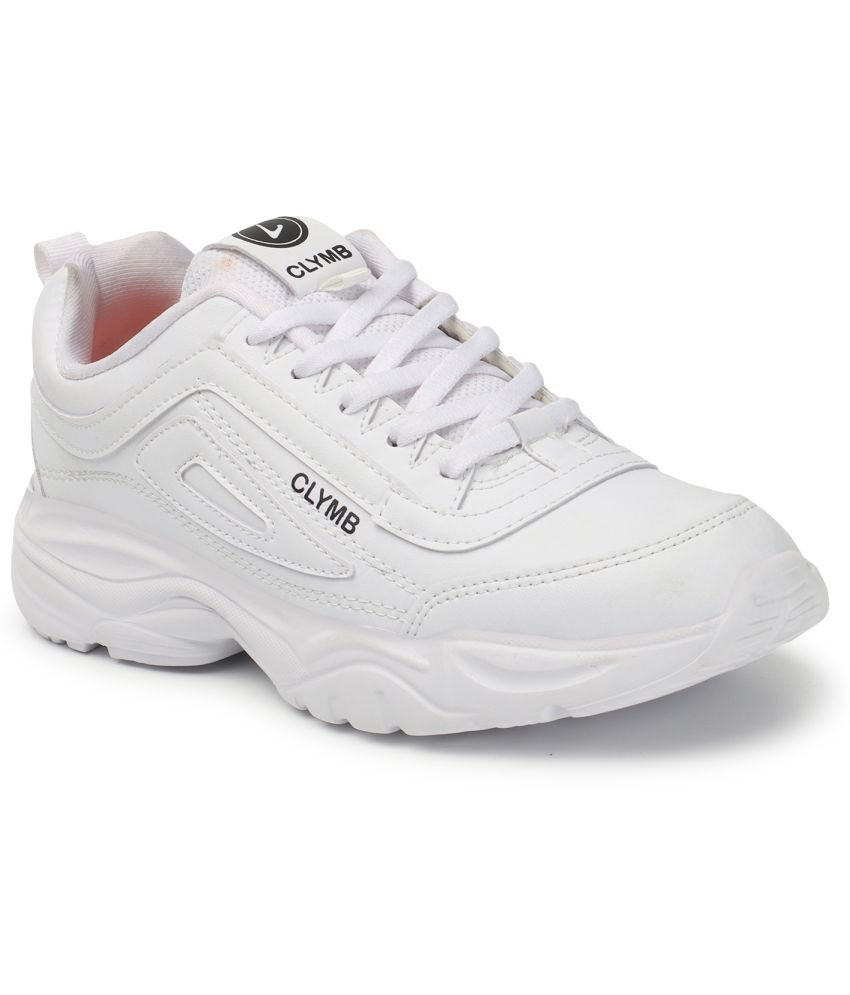     			Clymb White Men's Sports Running Shoes