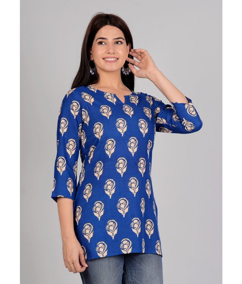     			ETZIN Blue Rayon Women's Regular Top ( Pack of 1 )