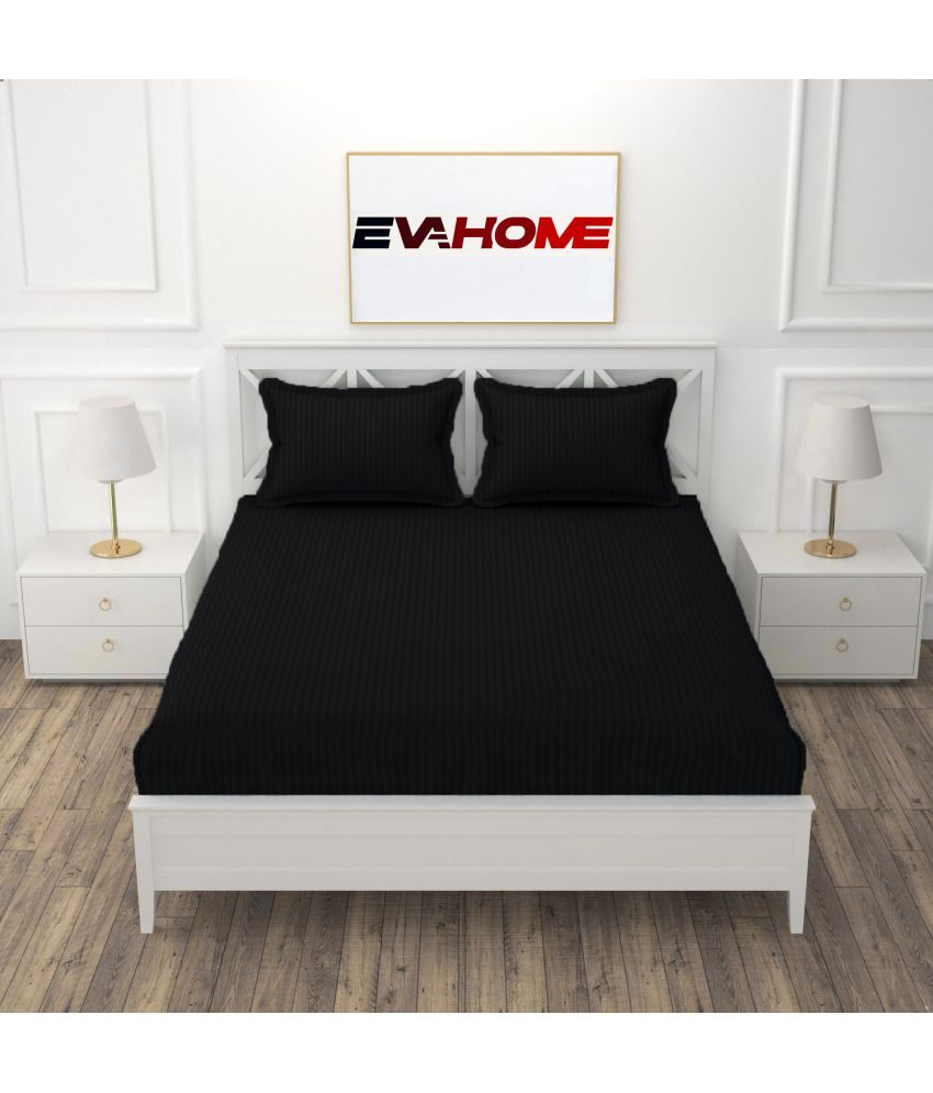     			EVAHOME Cotton 1 Double Queen Bedsheet with 2 Pillow Covers ( Black )