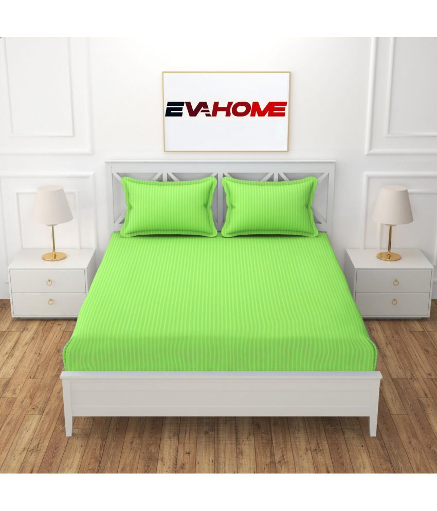     			EVAHOME Cotton 1 Double Queen Bedsheet with 2 Pillow Covers ( Light Green )