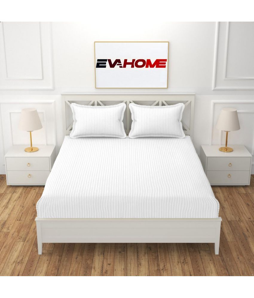     			EVAHOME Cotton 1 Double Queen Bedsheet with 2 Pillow Covers ( White )