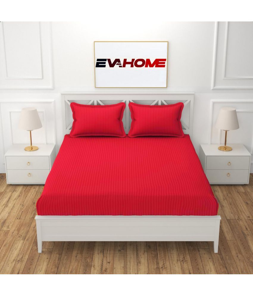     			EVAHOME Cotton 1 Double Queen Bedsheet with 2 Pillow Covers ( Red )