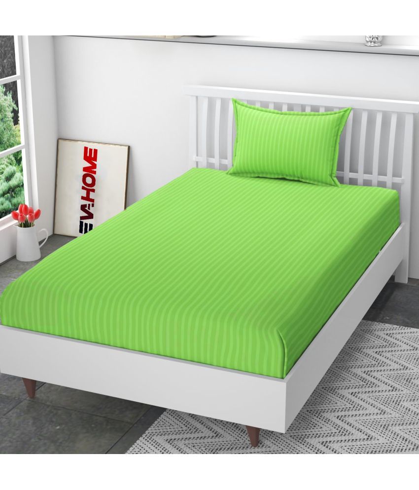     			EVAHOME Glace Cotton 1 Single Bedsheet with 1 Pillow Cover ( Light Green )