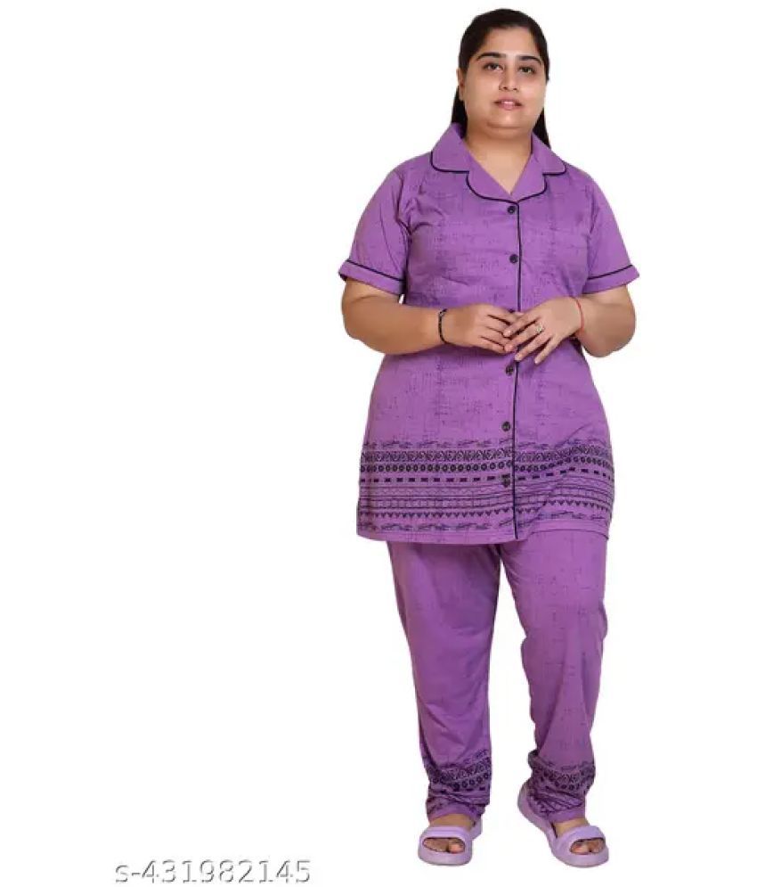     			EVEGRAZE Purple Cotton Blend Women's Nightwear Nightsuit Sets ( Pack of 1 )