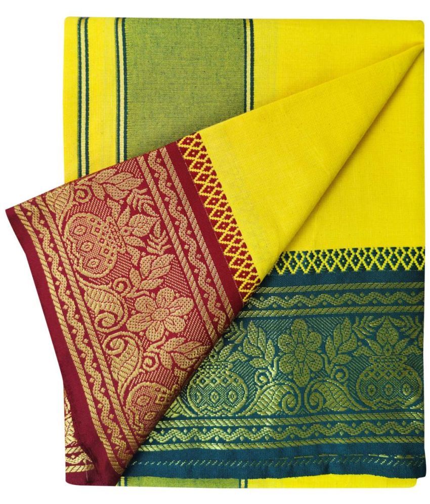     			Feather Green Cotton Men's Dhoti Yellow ( Pack of 1 )