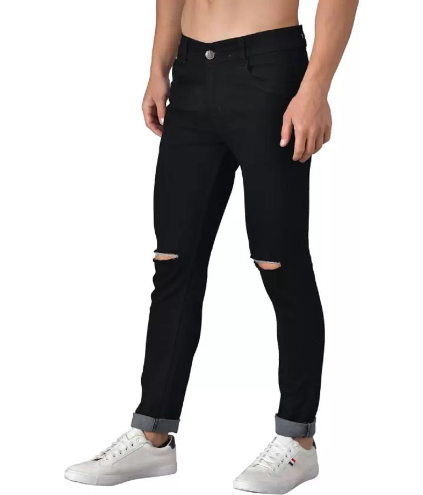     			POKHINDA Skinny Fit Distressed Men's Jeans - Black ( Pack of 1 )