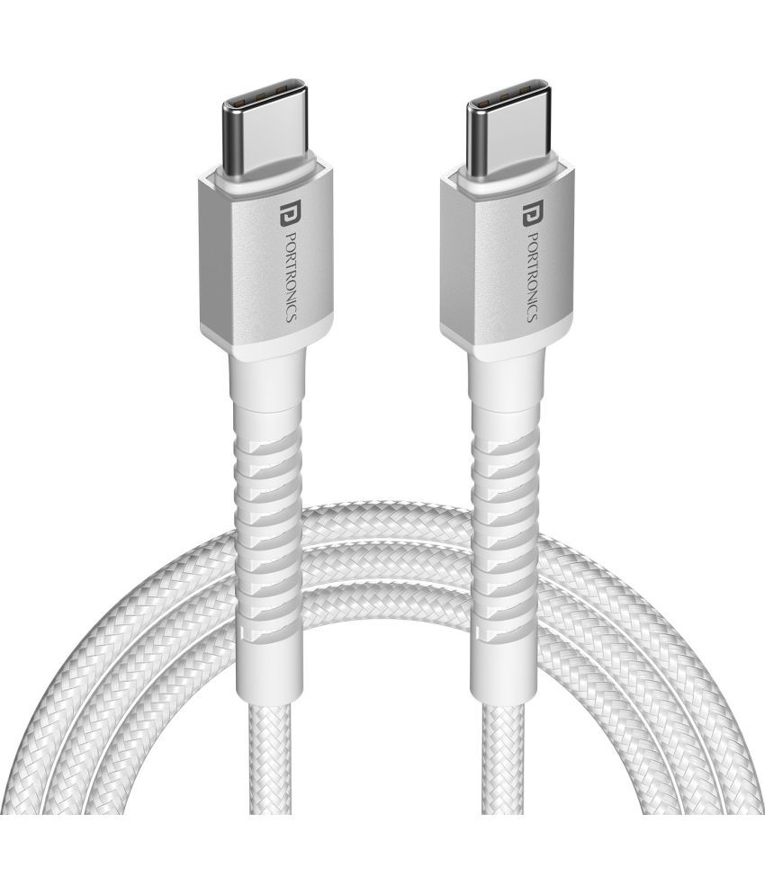     			Portronics White 3A Type C Cable 1 Meter