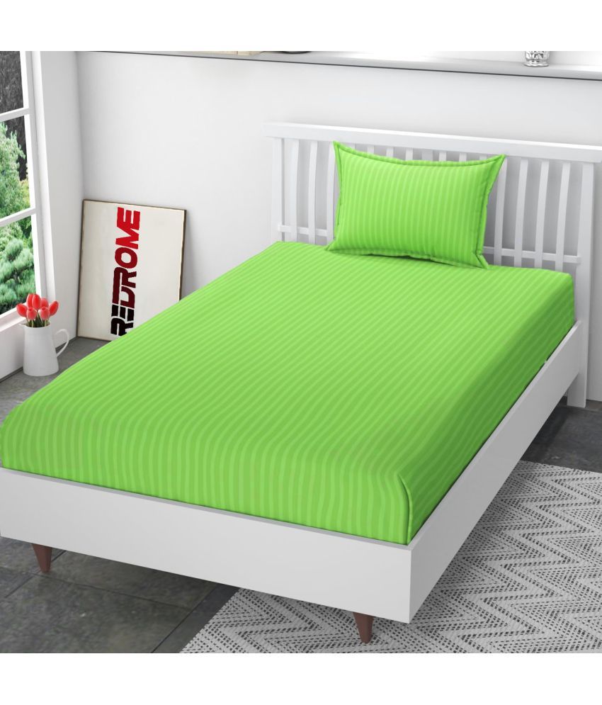     			REDROME Cotton 1 Single Bedsheet with 1 Pillow Cover ( Light Green )