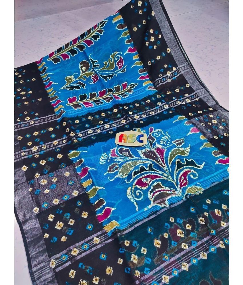     			SARADA HANDLOOM Cotton Printed Saree With Blouse Piece ( SkyBlue , Pack of 1 )