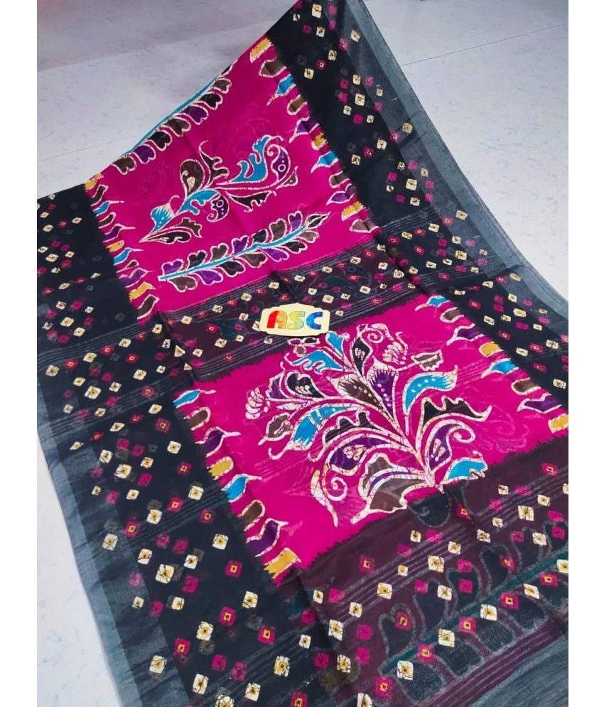     			SARADA HANDLOOM Cotton Printed Saree With Blouse Piece ( Pink , Pack of 1 )