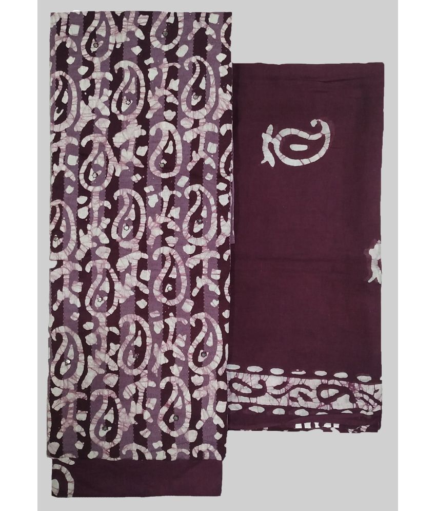     			Soul Essence Unstitched Cotton Printed Dress Material - Purple ( Pack of 1 )