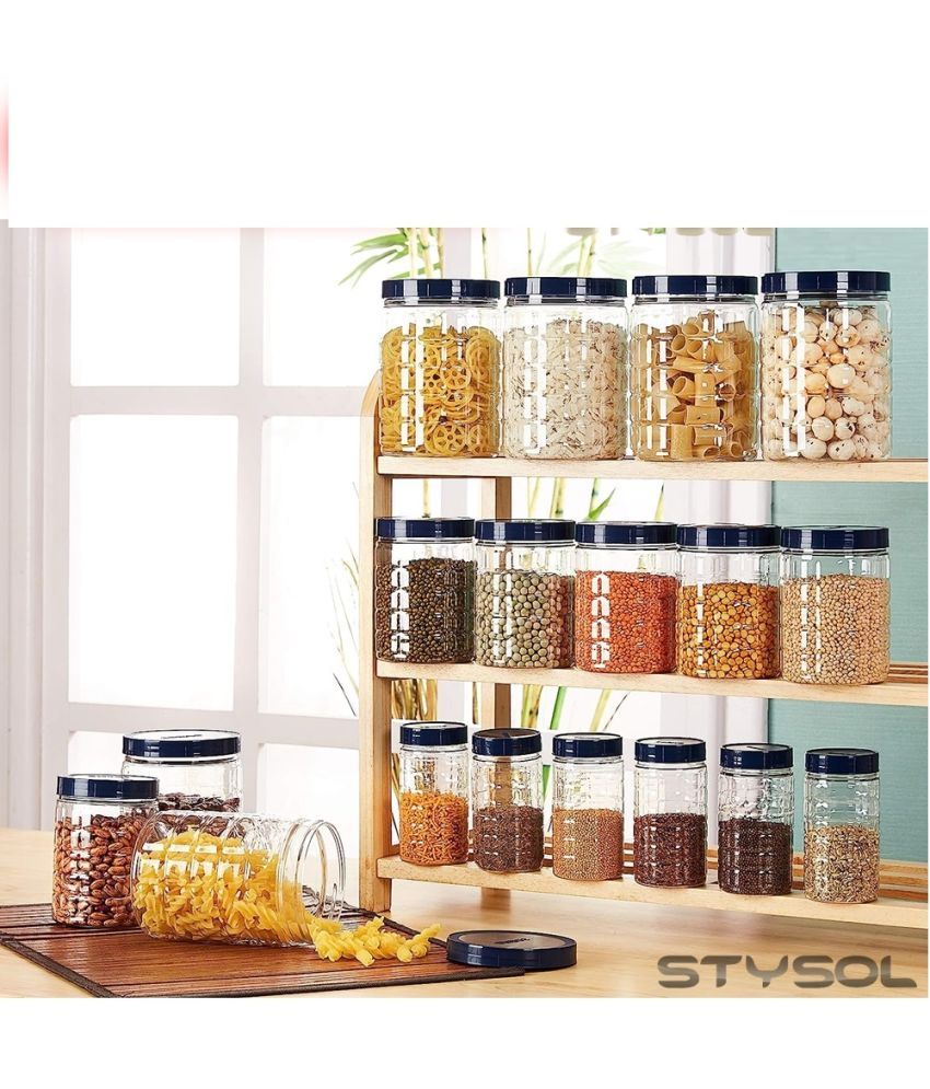     			Stysol 18 Jar Container  Plastic Blue Food Container ( Set of 18 )