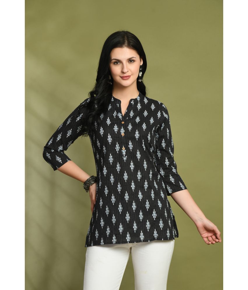     			feranoid Pack of 1 Cotton Blend Printed Straight Women's Kurti - ( Black )