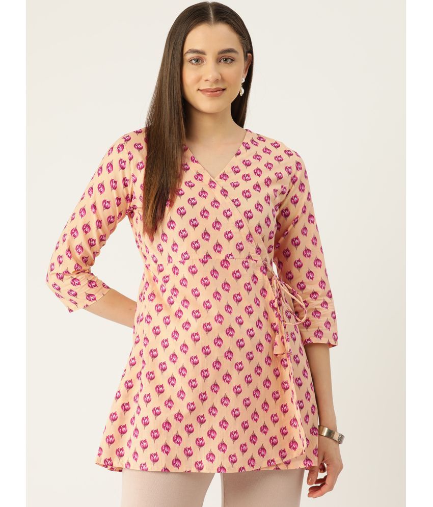     			feranoid Pack of 1 Cotton Blend Printed Flared Women's Kurti - ( Yellow )