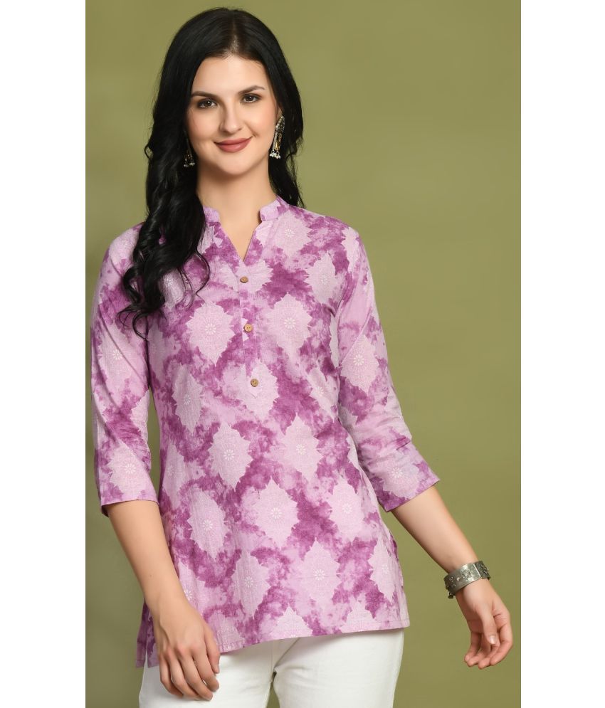     			feranoid Pack of 1 Cotton Blend Printed Straight Women's Kurti - ( Purple )