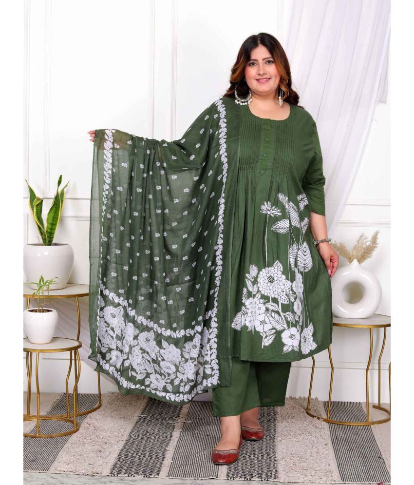     			Doriyaan Cotton Printed Kurti With Palazzo Women's Stitched Salwar Suit - Green ( Pack of 1 )