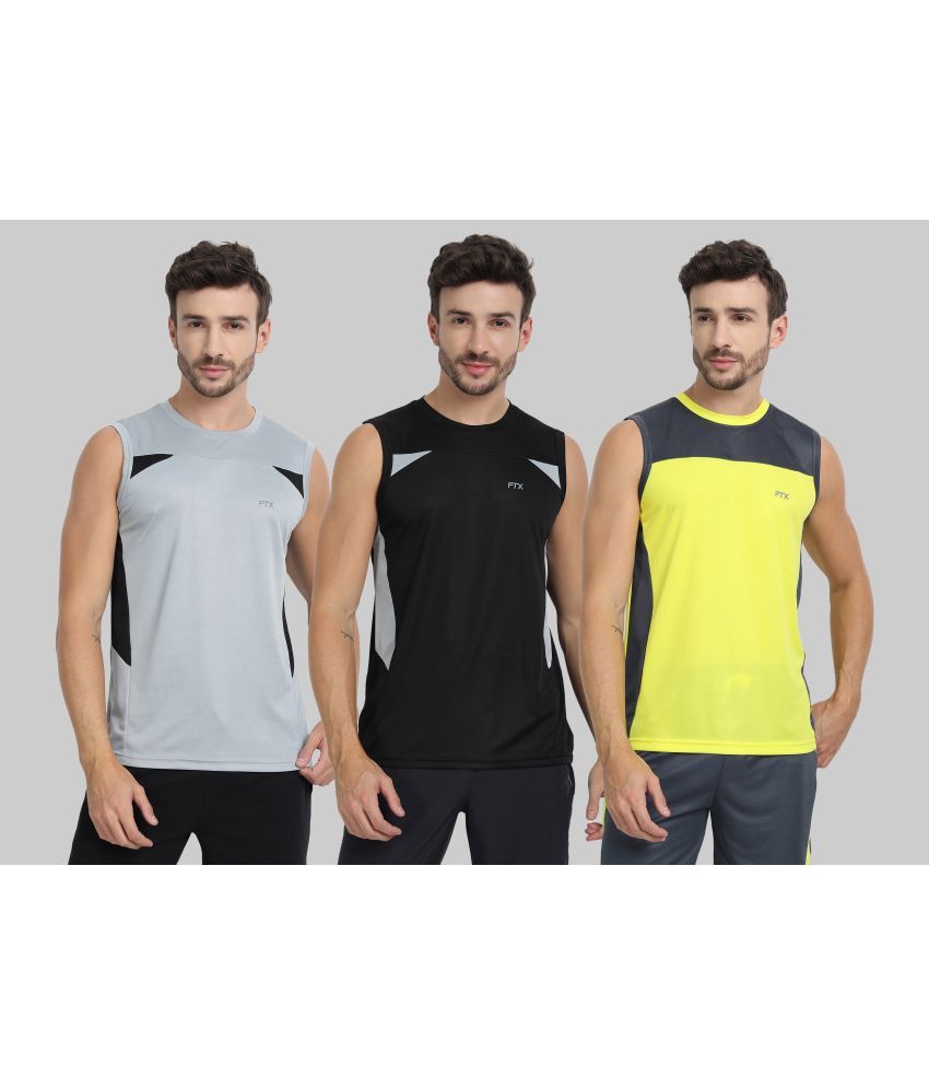     			FTX Pack of 3 Polyester Basic Vest For Men ( Yellow )