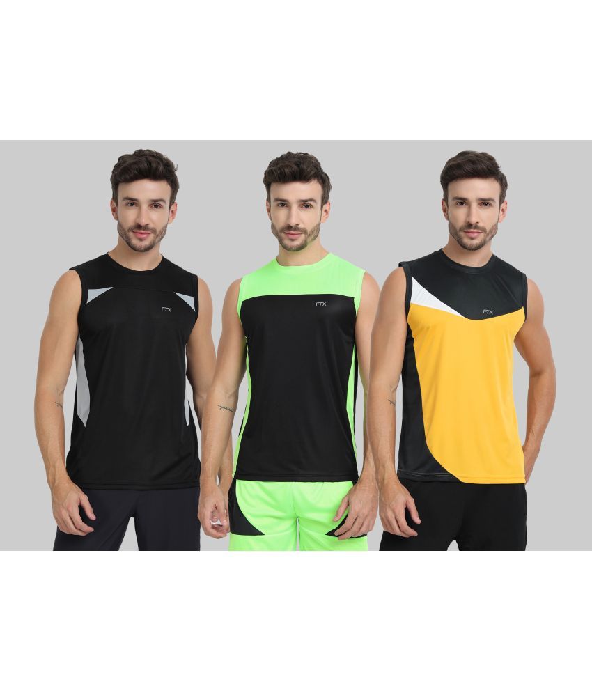     			FTX Pack of 3 Polyester Basic Vest For Men ( Yellow )