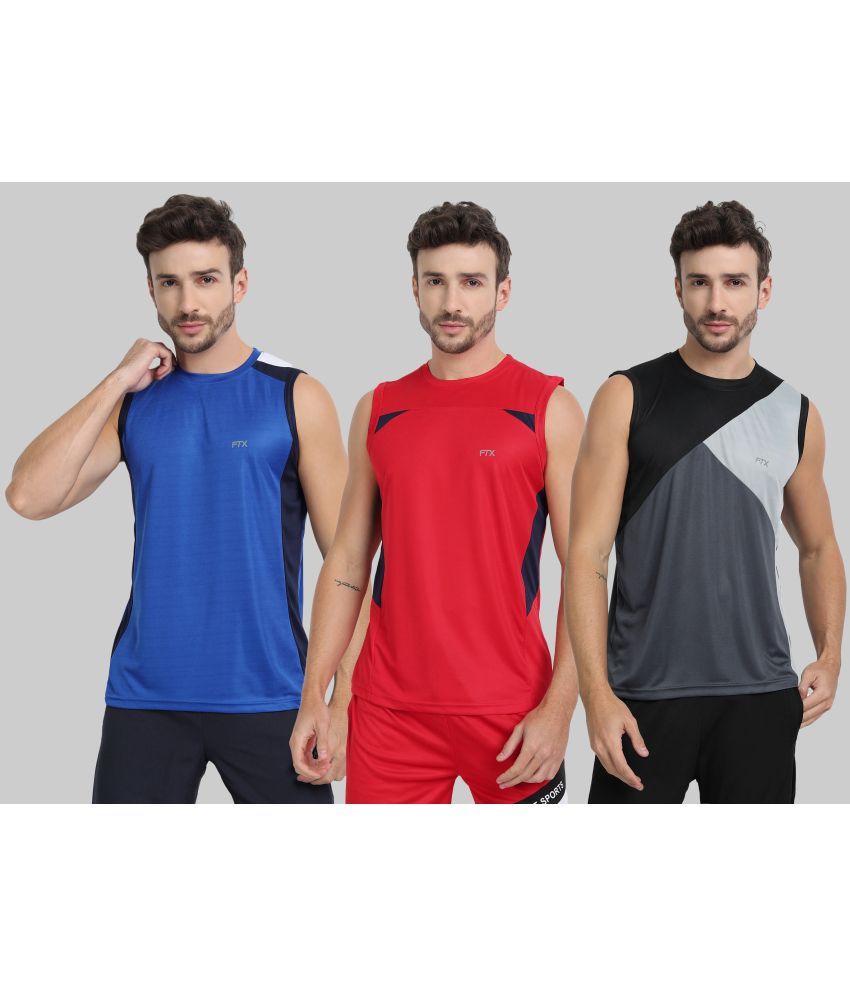     			FTX Pack of 3 Polyester Basic Vest For Men ( Dark Grey )