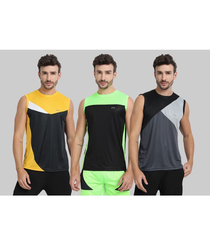     			FTX Pack of 3 Polyester Basic Vest For Men ( Grey )