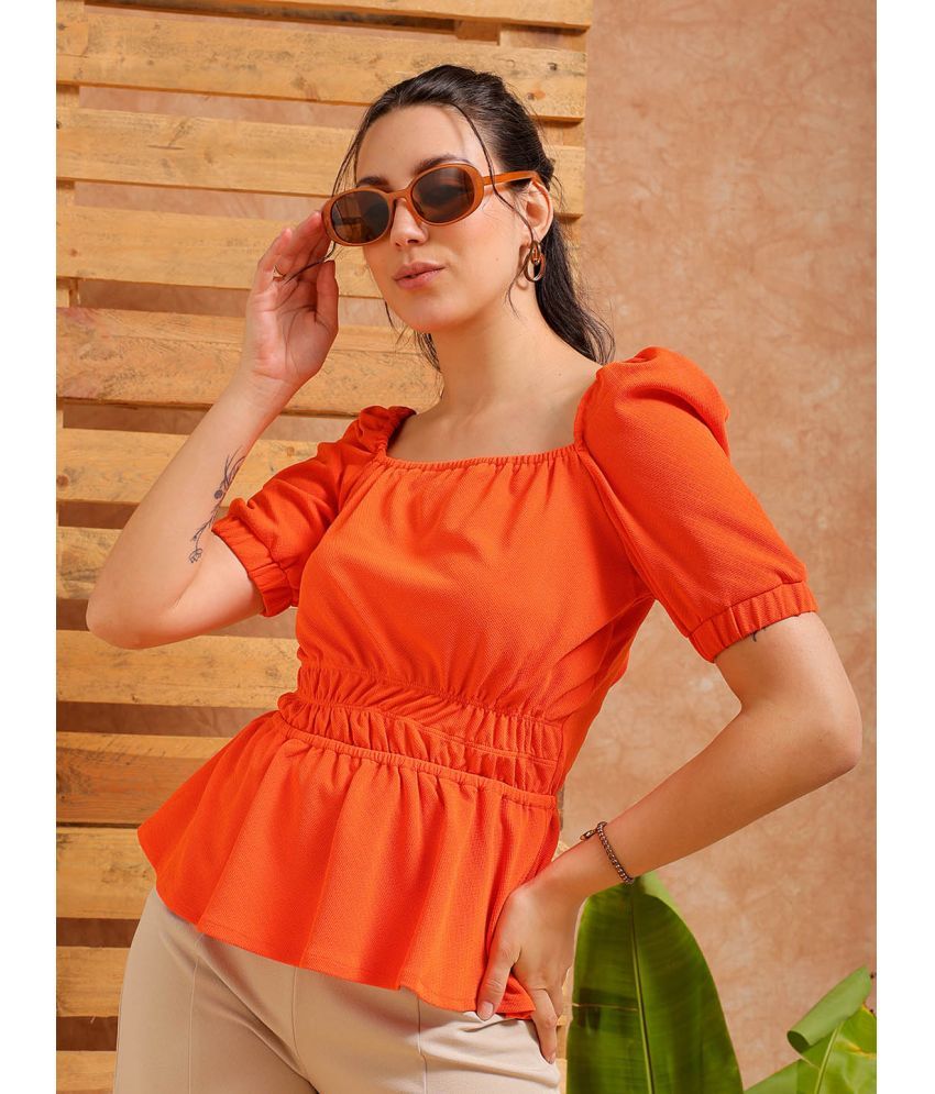     			Freehand Orange Polyester Women's Peplum Top ( Pack of 1 )