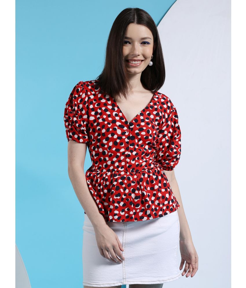     			Freehand Red Viscose Women's Peplum Top ( Pack of 1 )