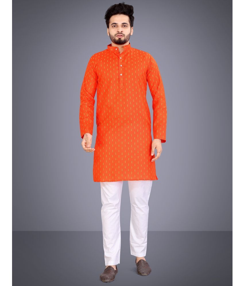     			Nofilter Orange Cotton Blend Regular Fit Men's Kurta Pyjama Set ( Pack of 1 )