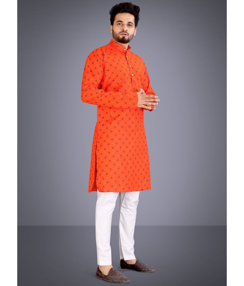     			Nofilter Orange Cotton Blend Regular Fit Men's Kurta Pyjama Set ( Pack of 1 )