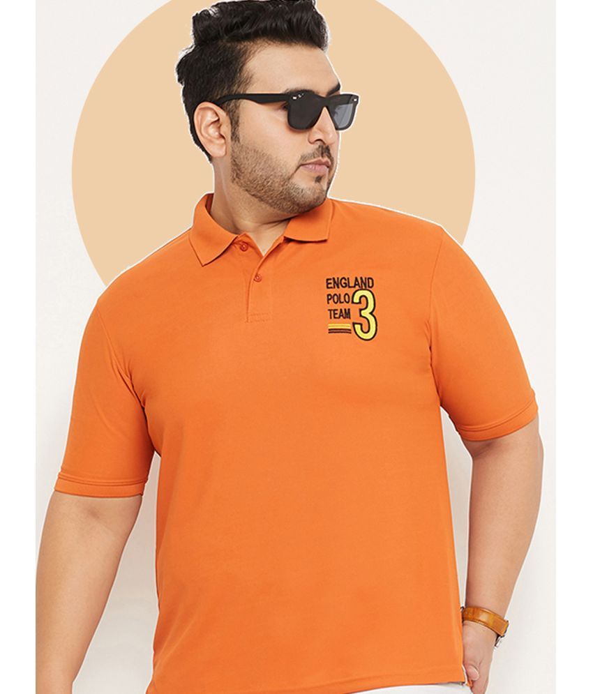     			Nuovo Pack of 1 Cotton Blend Regular Fit Solid Half Sleeves Men's Polo T Shirt ( Orange )