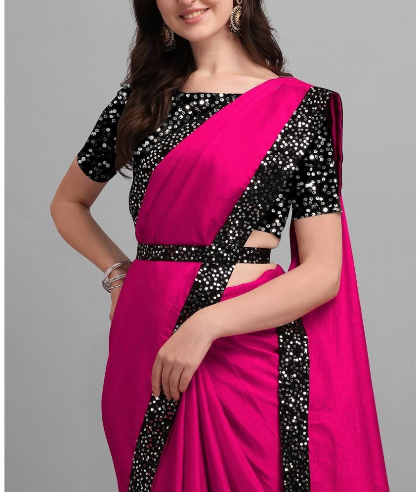     			Parmila Fashion Pack of 1 Chiffon Embellished Saree With Blouse Piece ( Pink )