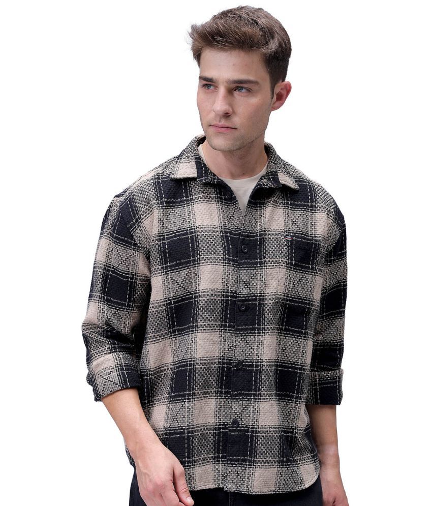     			The Indian Garage Co. 100% Cotton Relaxed Fit Checks Full Sleeves Men's Casual Shirt - Black ( Pack of 1 )