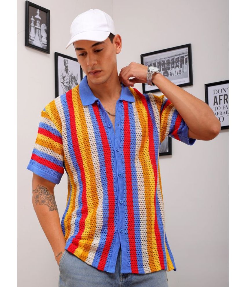     			The Indian Garage Co. Polyester Relaxed Fit Striped Half Sleeves Men's Casual Shirt - Multicolor ( Pack of 1 )