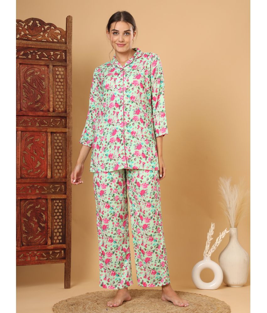     			Tissu Green Rayon Women's Nightwear Nightsuit Sets ( Pack of 1 )