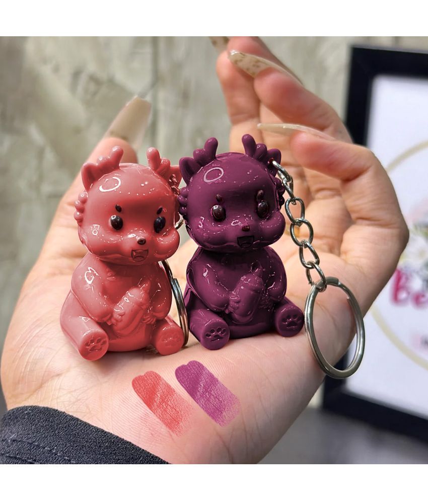     			Adbeni Multi Matte Lip Gloss Teddy Key Chain, 2pc