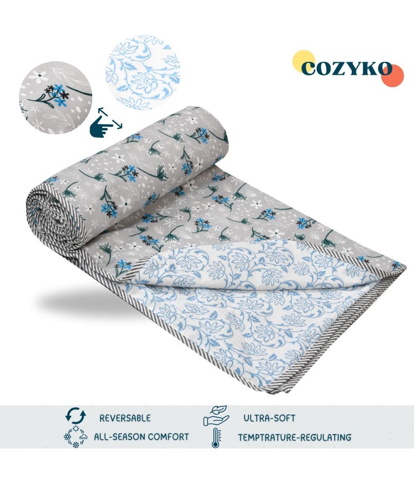     			COZYKO Cotton Printed Double Bed Dohar - Blue ( )